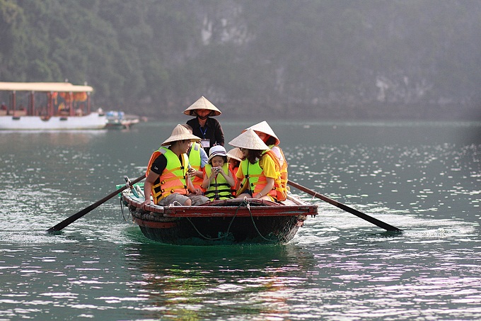 Visit floating village in halong cruises tour